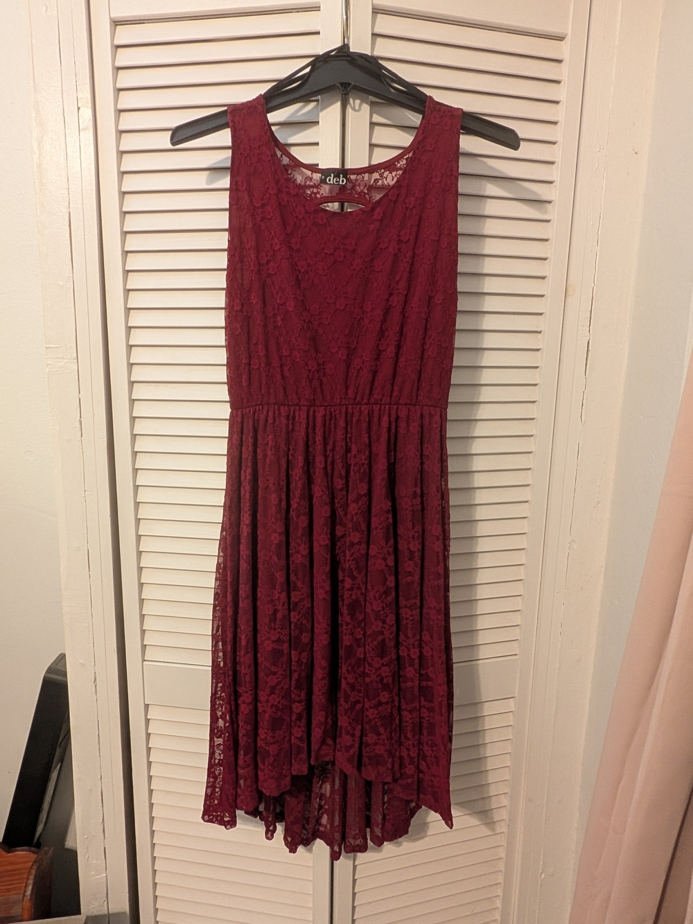 Deb Burgundy Lace High-Low Dress